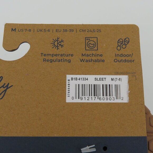 Dearfoams Medium 7-8 Gray Sweater Knit Indoor Outdoor Memory Foam Slippers NEW - Picture 10 of 13